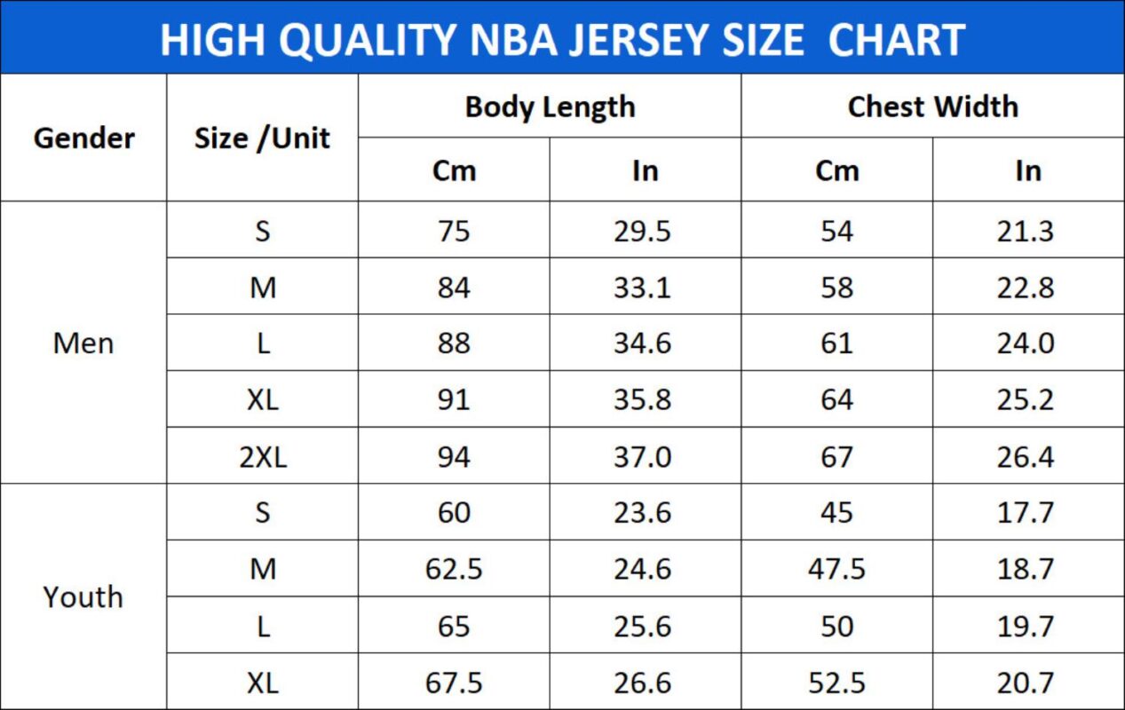 High NBA Jersey Size