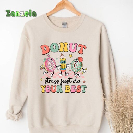 Groovy Donut Stress Just Do Your Best Test Day Teachers Kids T-Shirt