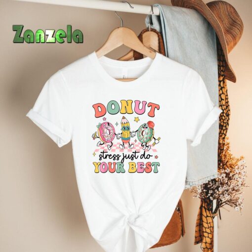 Groovy Donut Stress Just Do Your Best Test Day Teachers Kids T-Shirt