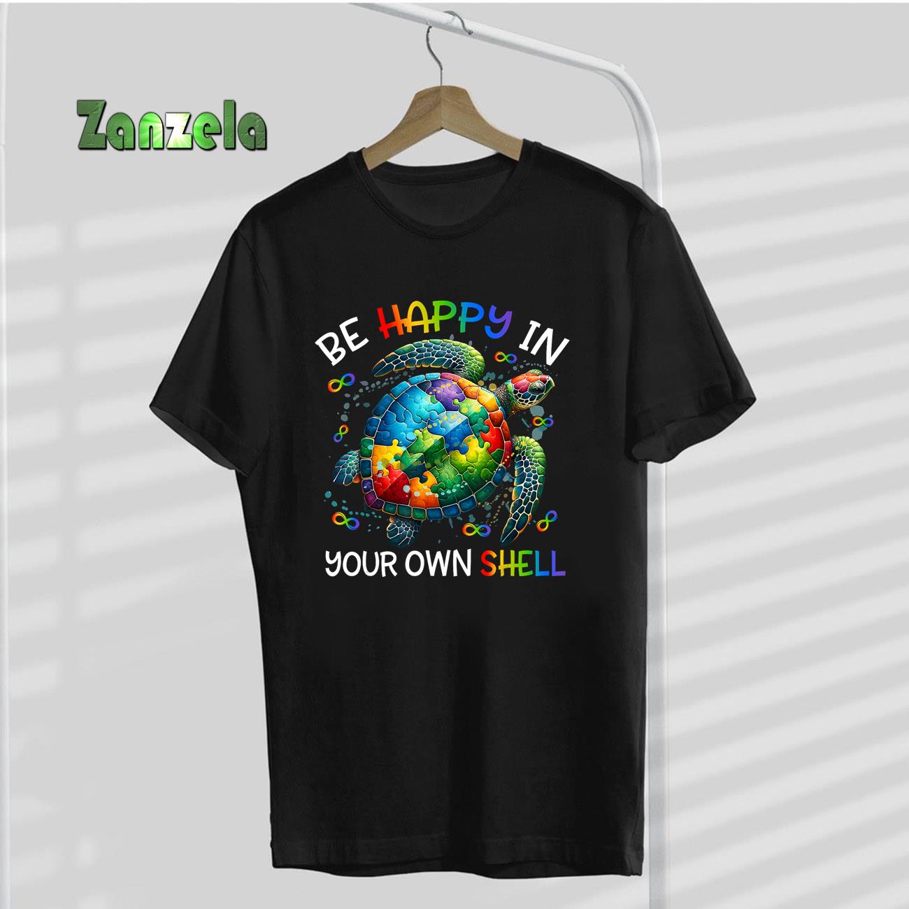 Puzzle Turtle Be Happy In Your Own Shell Autism Awareness T-Shirt
