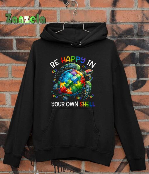 Puzzle Turtle Be Happy In Your Own Shell Autism Awareness T-Shirt