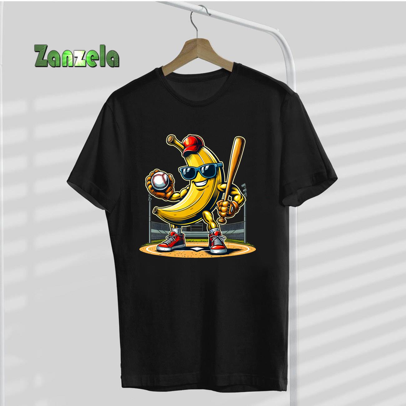 Banana Playing Baseball Baseball Player Funny Fruit Lover T-Shirt
