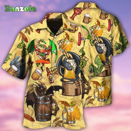 Beer Dragon Drunkgon Loves Beer Hawaiian Shirt