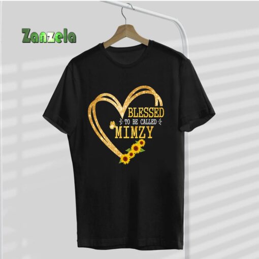 Blessed To Be Called Mimzy Sunflower Heart Mother’s Day T-Shirt