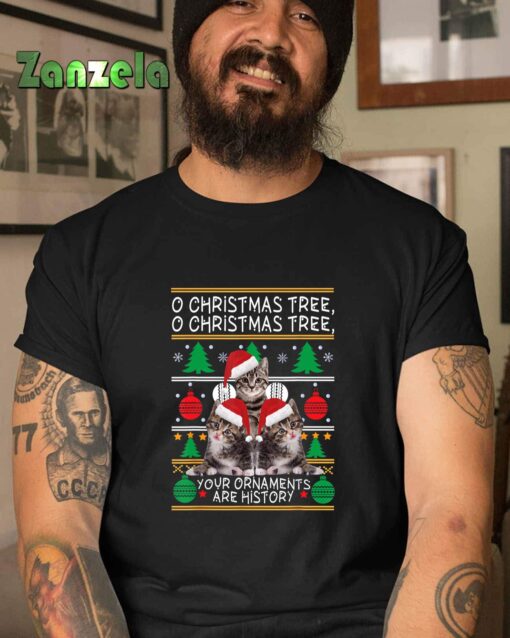 Cats Christmas Shirt Funny Ornaments Pajama Family Gift Tee T-Shirt