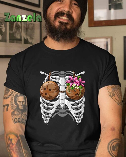 Coconut Bra Luau Hawaii Aloha Skeleton Rib Cage Summer T-Shirt