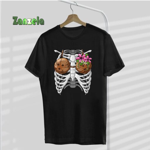 Coconut Bra Luau Hawaii Aloha Skeleton Rib Cage Summer T-Shirt