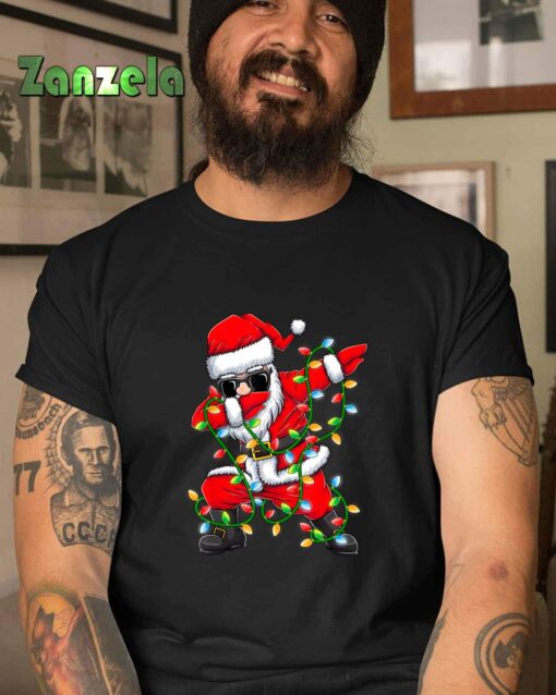 Dabbing Santa Xmas Lights Girls Boys Kids Christmas Gifts T-Shirt