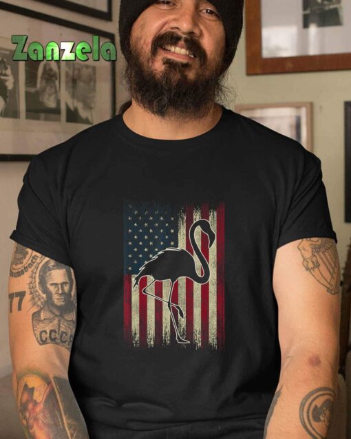 Flamingo 4th of July Vintage American Flag Flamingo T-Shirt