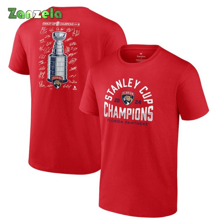 Florida Panthers 2024 Stanley Cup Champions Signature Roster T-Shirt