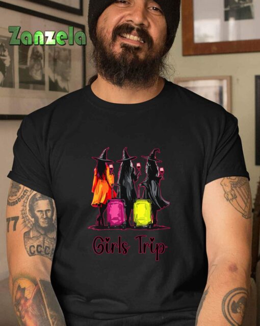 Girls Trip Wine Glass Witch Halloween Witches Girls Trip T-Shirt