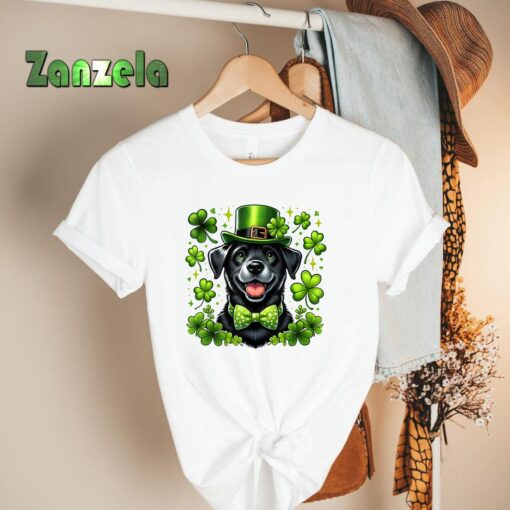 Happy St Patrick’s Day Lab Black Labrador For Pet Dog Lover T-Shirt