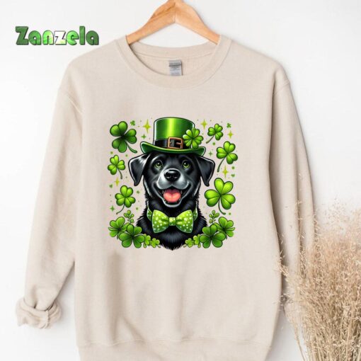 Happy St Patrick’s Day Lab Black Labrador For Pet Dog Lover T-Shirt