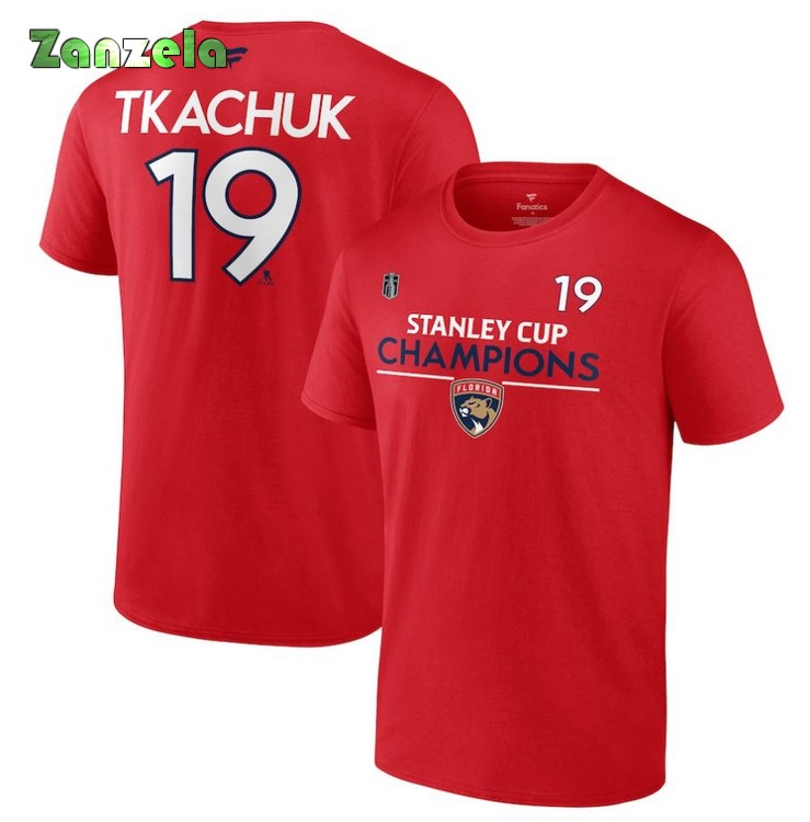 Aleksander Barkov Florida Panthers 2024 Stanley Cup Champions Name & Number T-Shirt