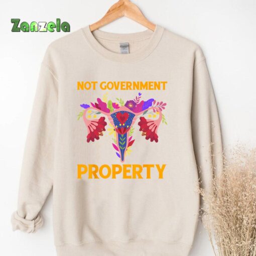 Not Government Property Funny Uterus Flower T-Shirt