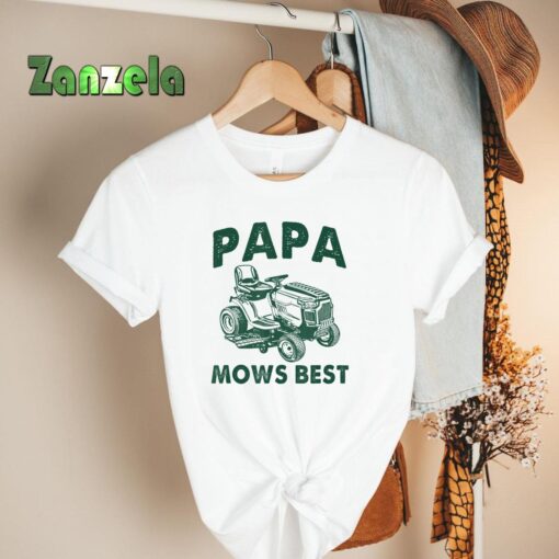 Papa Mows Best Riding Mower Retro Mowing Dad Father’s Day T-Shirt