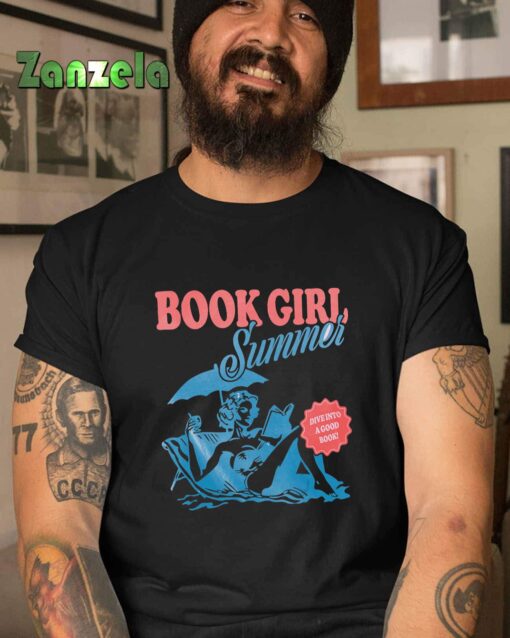 Women Retro Book Girl Summer Bookish Vacation Funny Reader T-Shirt