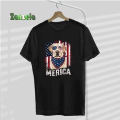 Yellow Labrador Retriever 4th of July Merica USA Flag Lab T-Shirt
