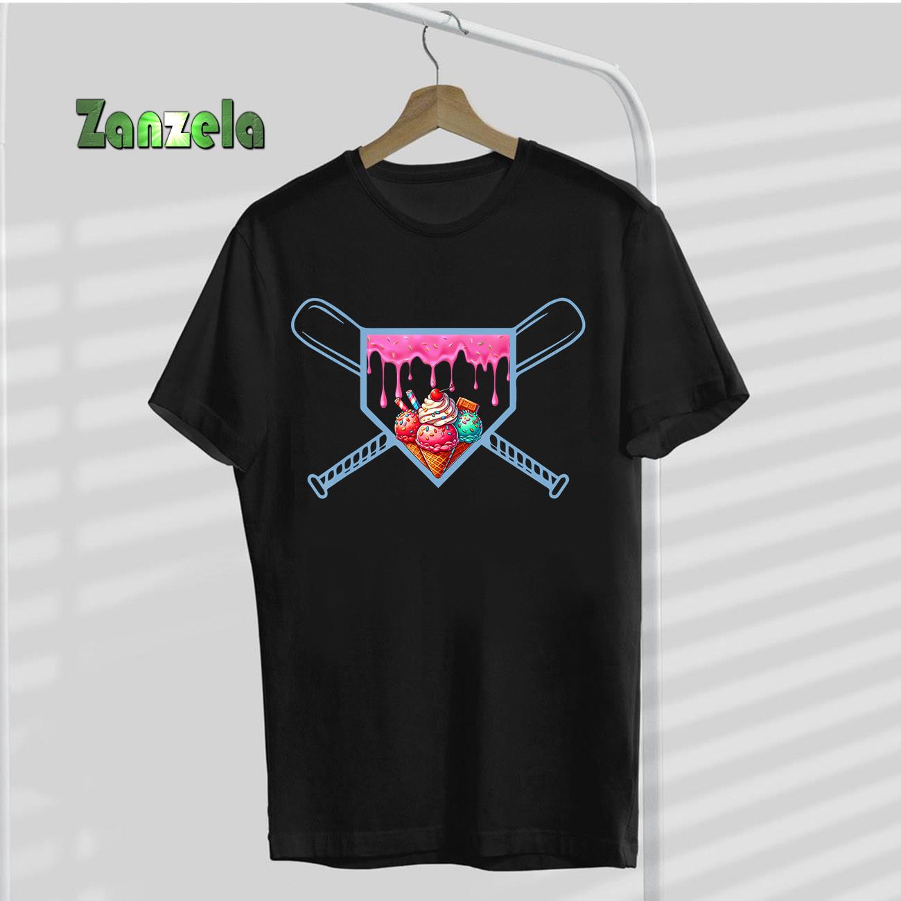 Baseball Home Plate Social Club Shirt for Boy Ice Cream Drip T-Shirt