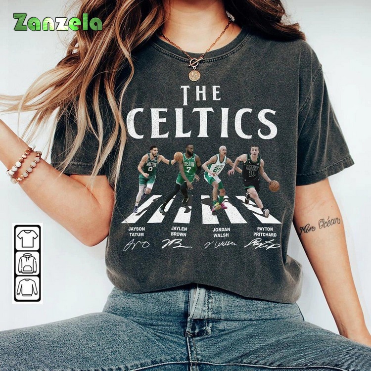 Celtics Walking Abbey Road Signatures Basketball Shirt