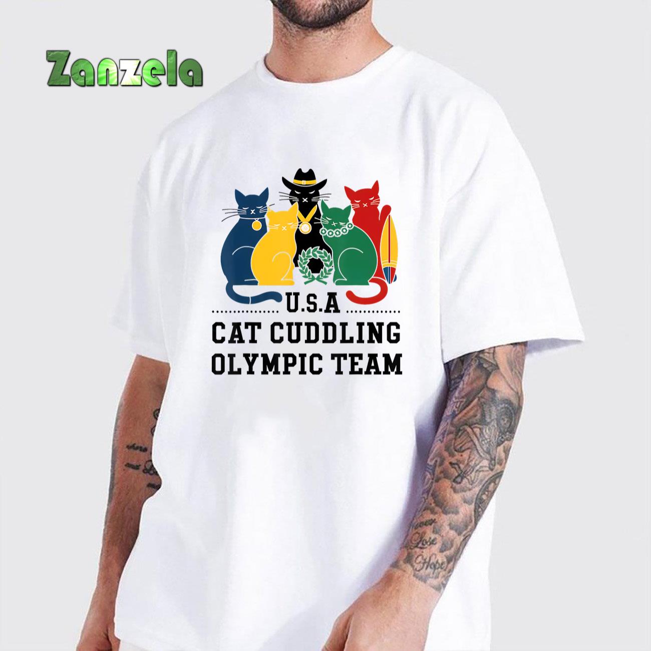 funny cat Quote Cat Cuddling Olympic Team Cool T-Shirt