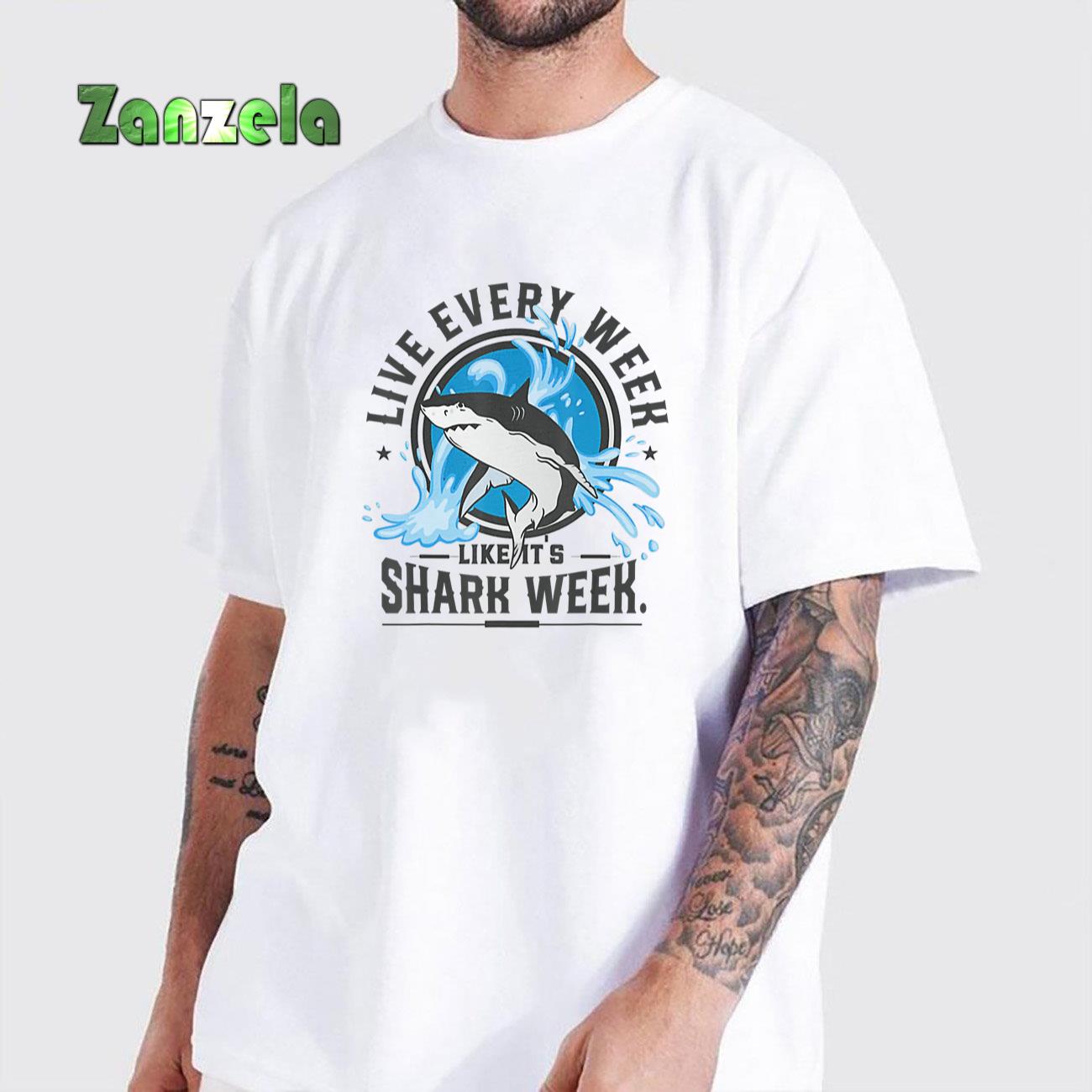 Funny Shark 2024 Week Guess What Week Is It Shark Lover Gift T-Shirt