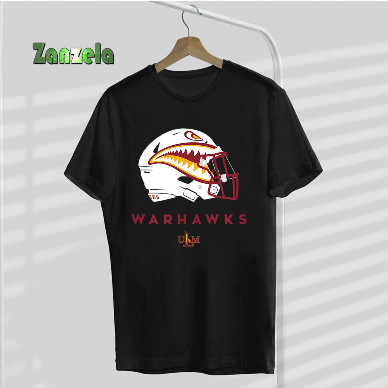 Louisiana Monroe ULM Warhawks All-Season Football Helmet T-Shirt