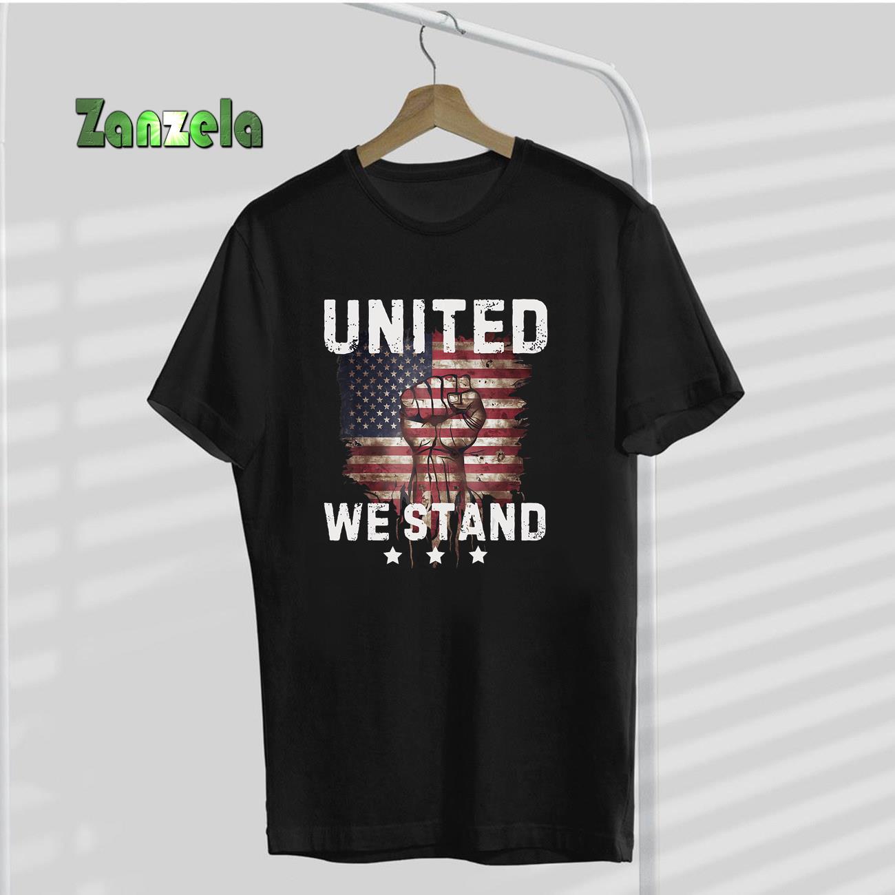 United We Stand Patriotic Gift for Men and Women USA Flag T-Shirt