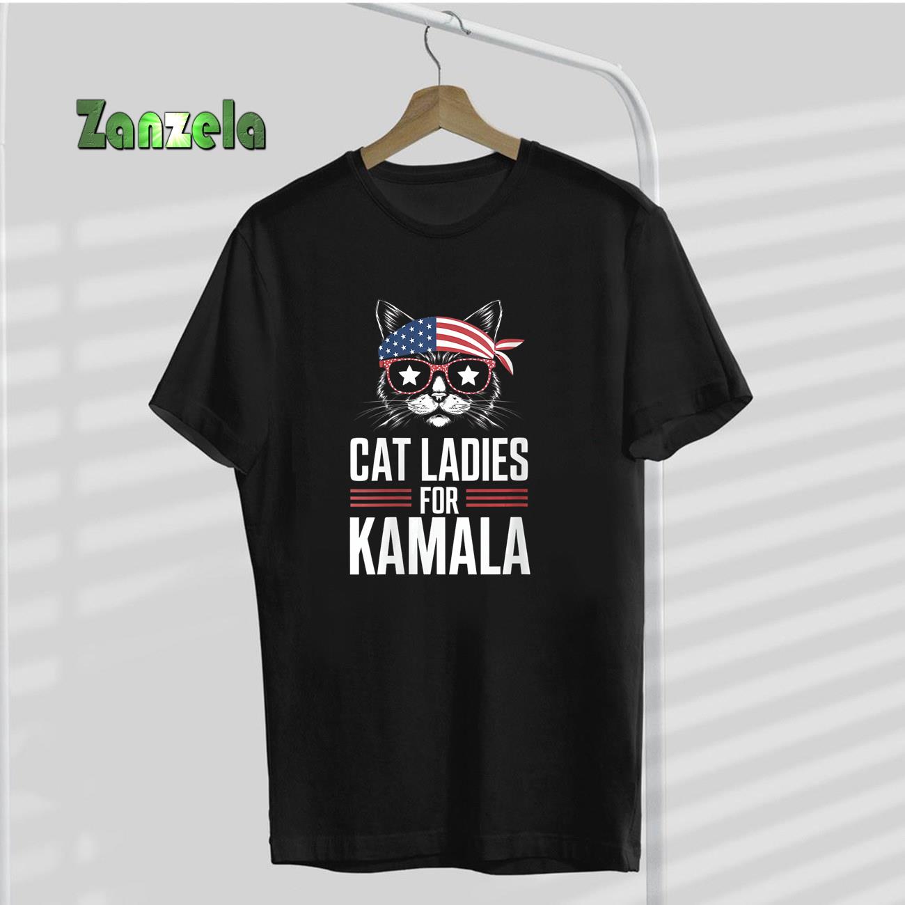 Womens Cat Ladies for Kamala Funny Cat 2024 President Kamala-Harris T-Shirt