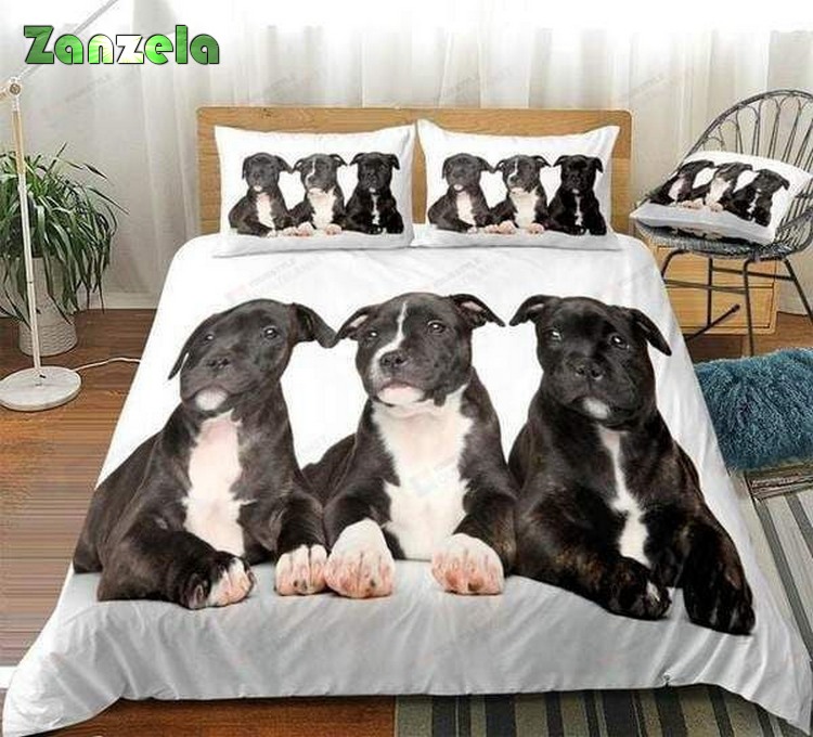 3D Three Black Dogs Bed Sheets Duvet Cover Bedding Sets