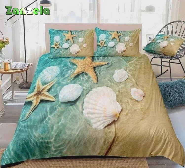 Beach Starfish and Seashell Relax Landscape Duvet Cover Bedding Sets