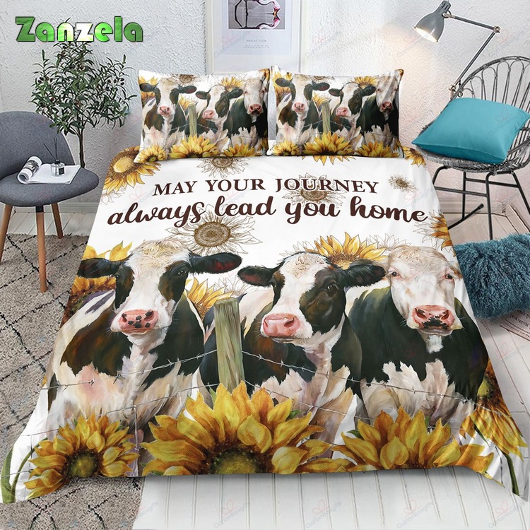 Cow Sunflower May Your Journey Always Lead You Home Duvet Cover Bedding Sets