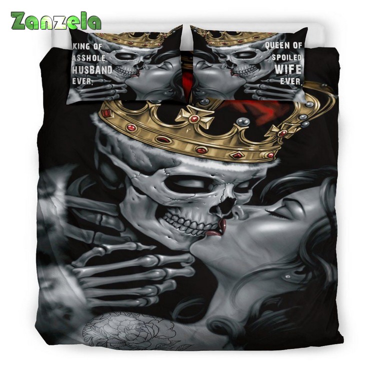 Dead Sugar Skull Girl Kissing Skull Duvet Cover Bedding Sets