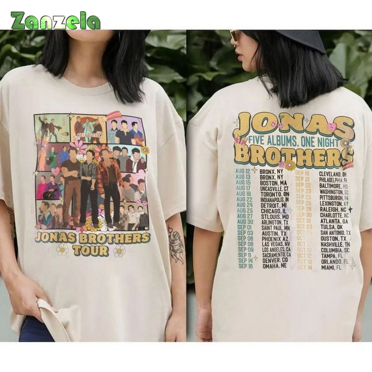 Vintage Jonas 2024 Tour T-Shirt, JB Five Albums One Night Tour T Shirt